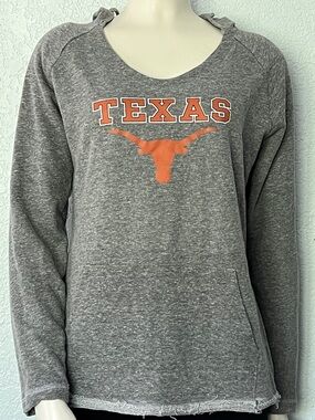 Texas Longhorns Raw Hem Lightweight Hoodie Sweatshirt Gray Women’s Sz M Pullover